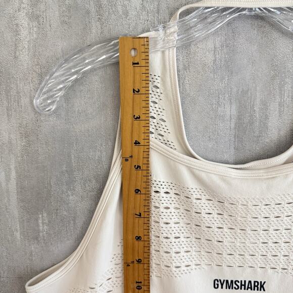 GYMSHARK Energy Seamless Laser-Cut Tank Top Womens Size Medium Ivory Workout Gym - Picture 7 of 10